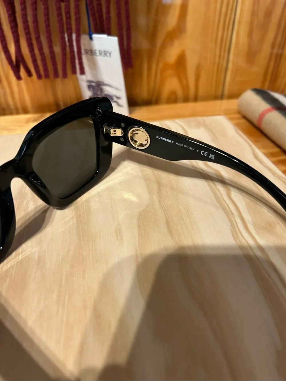 Black Oversized Cat-Eye Sunglasses with Gold Accents